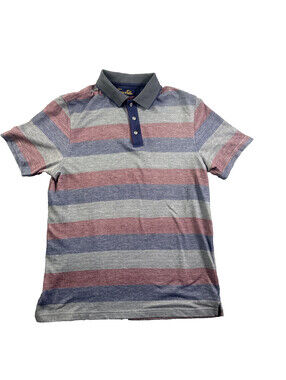 Tasso Elba Supima Cotton Striped Polo Shirt Golf Mens medium Preppy Resortwear